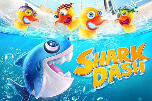 かわいいサメちゃんをジャンプさせてアヒルをパックンするアクションパズルゲーム『SharkDash』。